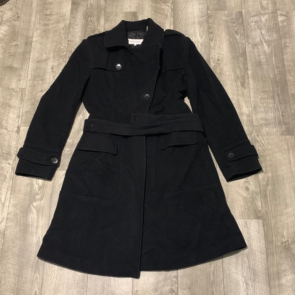 WOMENS CALVIN KLEIN BLACK PEA COAT